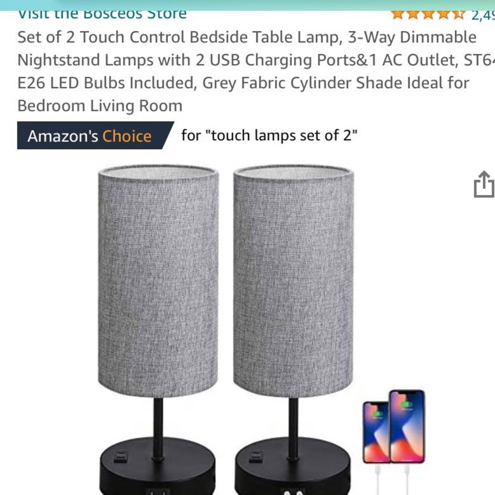 Set of two lamps , phone charger